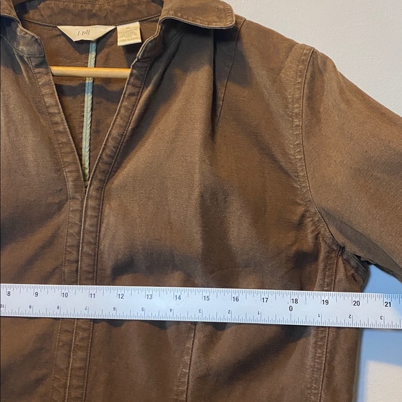 J Jill Linen Blend Jacket Women’s Medium Brown Lightweight Hidden Button Coat - Picture 13 of 15